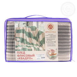Плед флисовый Квадро графит 180*200/1 шт. Пледы из флиса Квадро - Артпостель фото 4
