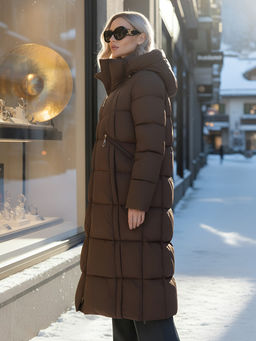 Пальто зимнее утепленное с капюшоном женское коричневого цвета 7729K Бренд: Visdeer  фото 25