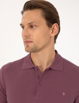 Mor Slim Fit %100 Pamuk K_vr_lmaz Polo Yaka Basic Ti__rt