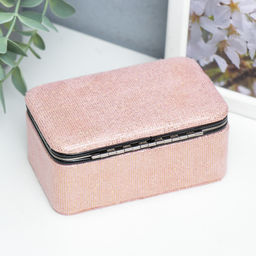 Шкатулка кожзам для украшений Мелкие квадратики. Розовый 6х7х12 см - Simaland фото 4