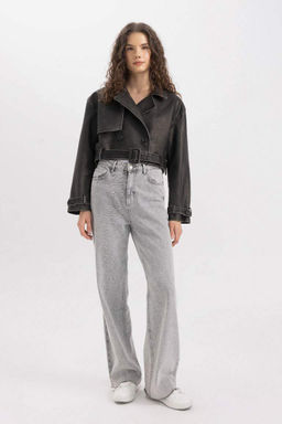 Куртка из искусственной кожи из тафты стандартного кроя - Defacto фото 2