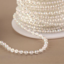 Бусы на нитях, с голографией, 3 мм, 9±1 м, белые