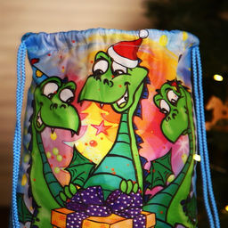 Мешок новогодний на шнурке, цвет голубой/разноцветный - Simaland фото 4