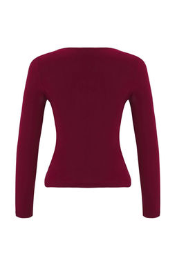 Bordo Aksesuar ve Cut Out Detayl? Vucuda Oturan Esnek Orme Bluz TWOAW26BZ00087 - Trendyolmilla фото 6