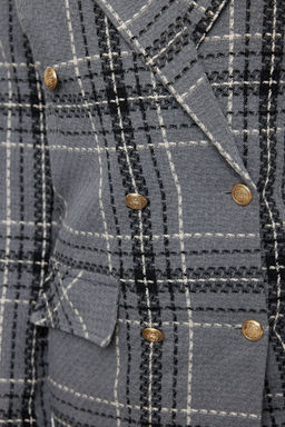 Gri Ekose / Kareli Dokuma K?sl?k Ceket Elbise TWOAW23EL00475