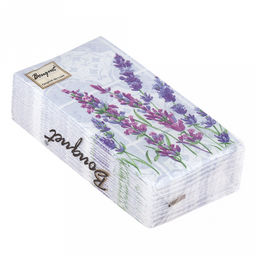Салфетки бумажные "Bouquet Original de Luxe" 33х33см, 2-х слойные, 20 штук в упаковке, 100% целлюлоза, "Скатерть с лавандой" (Россия)