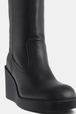 LEATHER WATER-REPELLENT WEDGE BOOTS - Zara фото 5