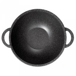 Казан с антипригарным покрытием 10л, д32см "Гранит", h18,5см, s0,4см, литые ручки, стеклянная крышка с пароотводом, подарочная упаковка (Россия)