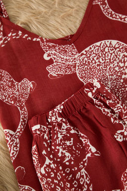 Trendyolmilla Lacivert Kaplan Desenli Ip Ask?l? Viskon Dokuma Pijama Tak?m? THMSS24PT00127  фото 21