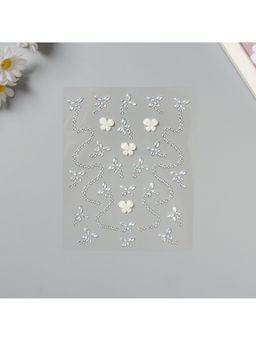 Наклейка - стразы на волосы Белые бабочки, в причёску, 21?15.5 см