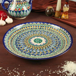 Ляган Риштанская Керамика «Узоры», 36 см, синий