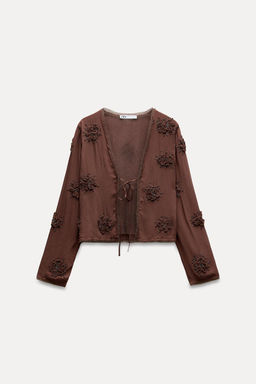 SHORT BEADED JACKET WITH EMBROIDERY - Zara фото 6