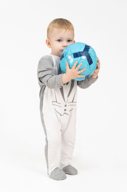 Комбинезон ясельный серыйбелый с галстуком