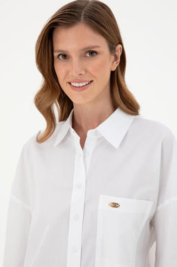 Женская белая рубашка с длинным рукавом Неожиданная скидка в корзине - U.s. polo assn фото 2