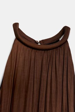 VESTIDO MIDI ASIM?TRICO SATINADO / Marr?n - Zara фото 8