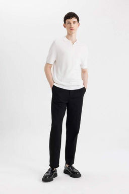 Slim Fit Dar Kesim K?sa Kollu Basic Duz Triko Polo Tisort - Defacto фото 2