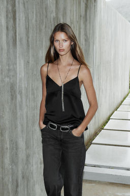 ASYMMETRIC SATIN CAMISOLE TOP - Zara фото 7