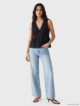 V Yaka Dantel Detayl? Peplum Bluz