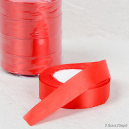 Лента атласная декоративная 5 штук набор 25ярд х 2.5см / 026 /уп 60/красная - Галеонтрейд фото 2