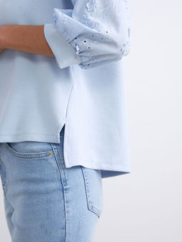 Bisiklet Yaka ?i?ek Nak??l? Kad?n Ti??rt