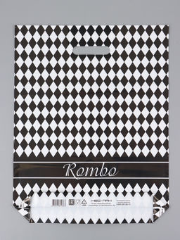 Цена за 25 шт. Пакет "Ромб, полиэтиленовый с вырубной ручкой 38х47 см, 60 мкм