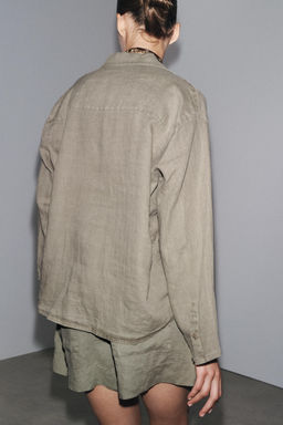 ZW COLLECTION 100% LINEN SHIRT - Zara фото 8