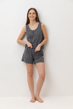Е 20180/серый,полоски и сердечки пижама жен
