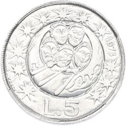 Монета 5 лир 1973 года Сан-Марино