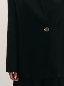 Жакет из лиоцелла и льна с декоративной пуговицей / Zarina  фото 8