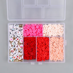 Бусины в шкатулке «Красные», нить 0.8 мм 5 м 12×8.4×2.2 см