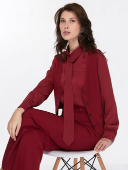 Блузка с галстуком OD-881-6 бордовый