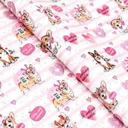 Цена за 2 шт. Бумага упаковочная глянцевая Корги, 70?100 см,1 лист