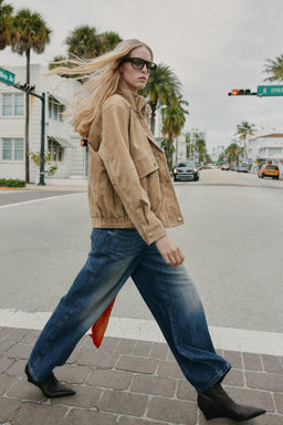 100% SUEDE LEATHER HIGH-NECK JACKET - Zara фото 18