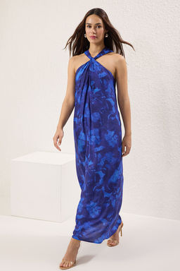 TRENDYOLMILLA Pembe Duz Kesim Yaka Detayl? Maxi Dokuma Elbise TWOSS24EL00387