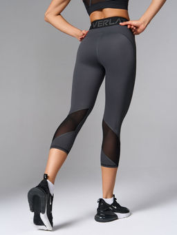 Укороченные леггинсы 7/8 со вставками из сетки