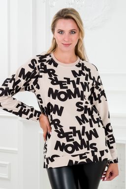 Свитшот подростковый из футера Буквы на бежевом - Амадэль фото 8