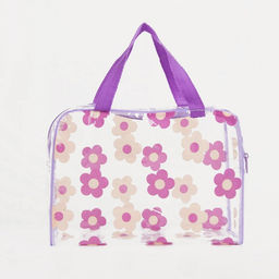 Цена за 2 шт. Косметичка-сумка на молнии для бассейна, с ручками, с рисунком ы, прозрачная/фиолетовая - Simaland фото 2