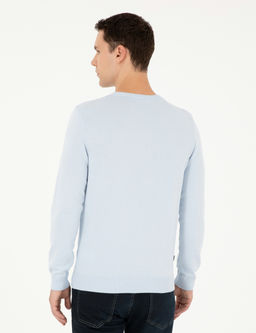 A__k Mavi Slim Fit Bisiklet Yaka Basic Triko Kazak