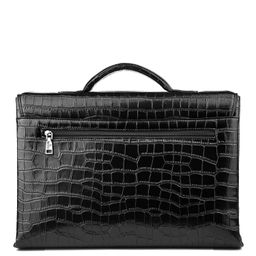 3055-4 black crocodi, мужской портфель из экокожи Barcelo Biagi