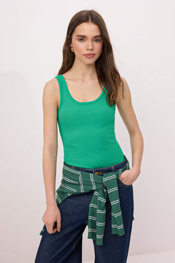 TRENDYOLMILLA Beyaz Fitted/Vucuda Oturan Havuz Yaka Fitilli Esnek Orme Atlet TWOSS22AL0042  фото 55