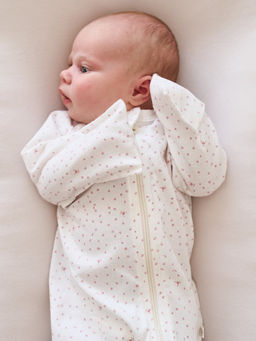 Слип на молнии с закрытой ножкой "Мишутка пудра" 0+