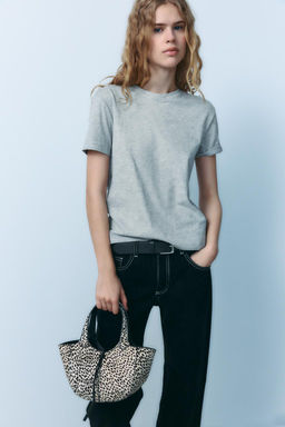 LEATHER ANIMAL PRINT MINI SHOPPER BAG