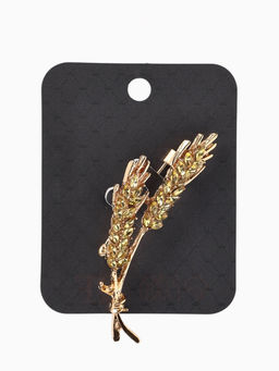 Брошь «Колосья» пшеницы, цвет жёлтый в золоте