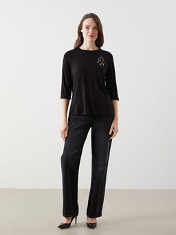 Bisiklet Yaka Ta?l? Kad?n Bluz