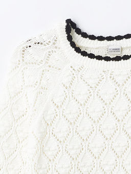 Bisiklet Yaka Kendinden Desenli Uzun Kollu K?z ?ocuk Triko Kazak - Waikiki фото 3