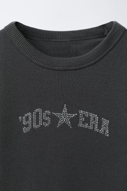 LONG RIBBED DRESS WITH RHINESTONE TEXT - Zara фото 3