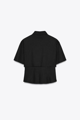 FITTED DOUBLE-LAYER LINEN BLEND SHIRT - Zara фото 6
