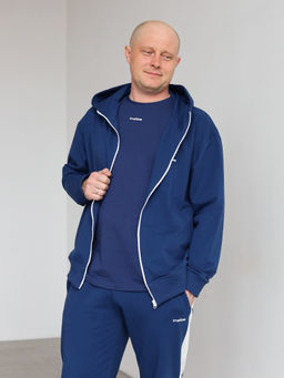 Футболка овер unisex с лампасом, индиго - Inzibe фото 4