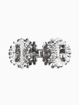 Зажим для кардигана "Ажур", веер, цвет белый в серебре