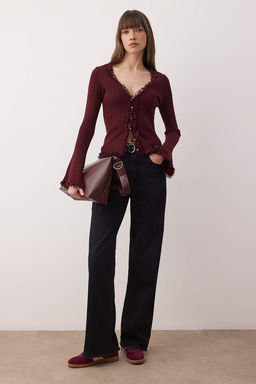 Murdum Dantel Garnili Premium/Ozel Iplikli Fitted/Vucuda Oturan Triko H?rka TWOAW26HI00098